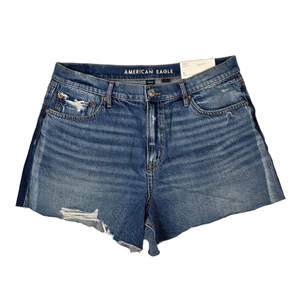 American Eagle Shorts Womens Size 8 Relaxed Short Strigid Distressed Denim New